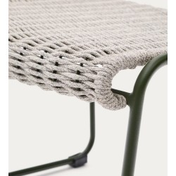 Repose-pieds de jardin Rina en acier vert et corde Gris écru VeryForma