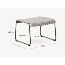 Repose-pieds de jardin Rina en acier vert et corde Gris écru VeryForma