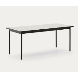 Table de jardin Rina en acier vert et céramique écru VeryForma