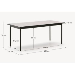 Table de jardin Rina en acier vert et céramique écru VeryForma