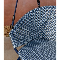 Aliga Hanging Chair in Aluminum and Blue Rattan VeryForma