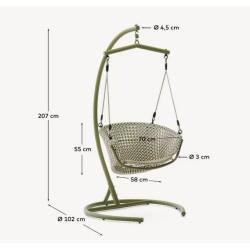 Cadeira suspensa Aliga em alumínio e rattan verde VeryForma