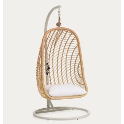 Cadeira Suspensa Kate em Rattan Natural e Aço VeryForma