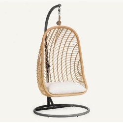 Cadeira Suspensa Kate em Rattan Natural e Aço Cinza Escuro VeryForma