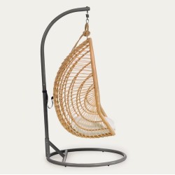 Cadeira Suspensa Kate em Rattan Natural e Aço Cinza Escuro VeryForma