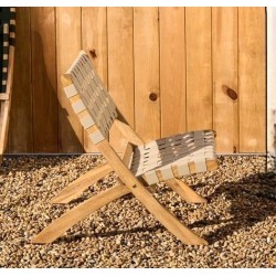 Fauteuil Pliable Beli en bois massif et corde crême VeryForma