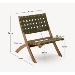 Fauteuil Pliable Beli en bois massif et corde verte VeryForma