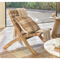 Beli Klappsessel aus Massivholz und beigem Seil VeryForma