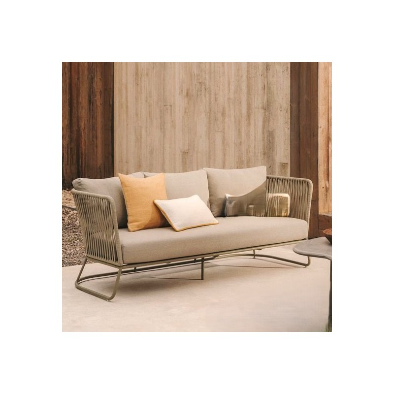 Sofá exterior Saco de 3 lugares em corda verde e aço VeryForma