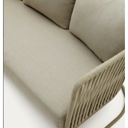 Divano da esterno Saco 3 posti in corda verde e acciaio VeryForma