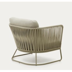 Saco outdoor armchair in rope and green steel VeryForma