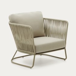 Poltrona da esterno Saco in corda e acciaio verde VeryForma