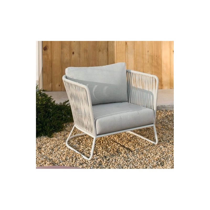 Poltrona externa Saco em corda e aço cinza VeryForma