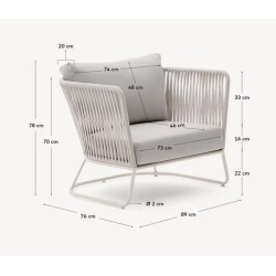 Poltrona externa Saco em corda e aço cinza VeryForma