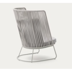 Poltrona da esterno Saco in corda e acciaio grigio VeryForma