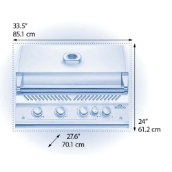 Barbecue gaz Napoleon Encastrable 700 Big 32 avec 4 brûleurs et 1 infrarouge arrière