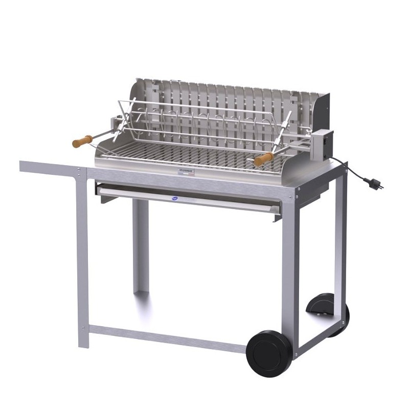 Le Marquier Irissarry Barbacoa de acero inoxidable con carro y asador Le Marquier Irissarry Barbacoa de acero inoxidable con carro y asador