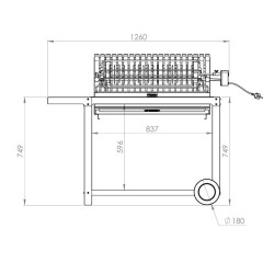 Le Marquier Irissarry Edelstahlgrill mit Wagen und Drehspieß