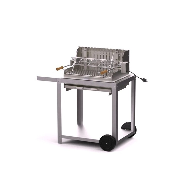 Le Marquier Mendy Barbecue in Acciaio Inox con Carrello e Girarrosto Le Marquier Mendy Barbecue in Acciaio Inox con Carrello e Girarrosto