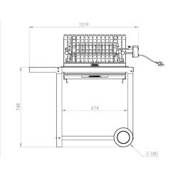 Le Marquier Mendy Barbacoa de acero inoxidable con carro y asador