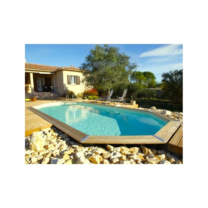 Ubbink Azura Piscina in Legno 400x610 H120cm Fodera Blu Ubbink Azura Piscina in Legno 400x610 H120cm Fodera Blu