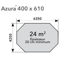 Ubbink Azura Piscina in Legno 400x610 H120cm Fodera Blu