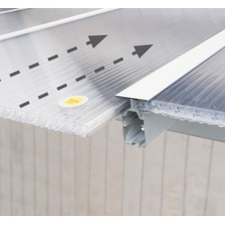 Pergola addossata Olympia 3x4,25m in alluminio bianco e Canopia in policarbonato
