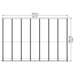 Olympia 3x4,25 m Wandpergola aus Weißaluminium und Canopia Polycarbonat