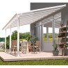 Olympia 3x6.1m white aluminium and Canopia polycarbonate wall-mounted pergola