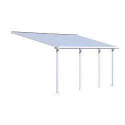 Pergola addossata Olympia 3x6,1m in alluminio bianco e Canopia in policarbonato