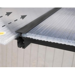 Olympia 3x7,30 m Wandpergola aus grauem Aluminium und Canopia Polycarbonat