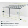 Pergola addossata Olympia 3x7,30m grigio alluminio e policarbonato Canopia