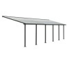 Olympia 3x9,15m grijze aluminium en Canopia polycarbonaat wandpergola