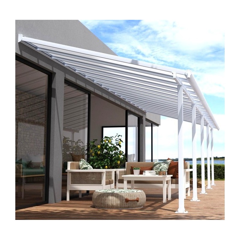 Pérgola de pared Olympia 3x9,71m de aluminio blanco y policarbonato Canopia Pérgola de pared Olympia 3x9,71m de aluminio blanco y policarbonato Canopia