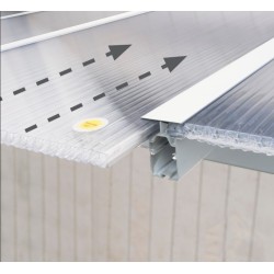 Olympia 3x9.71m white aluminium and Canopia polycarbonate wall-mounted pergola