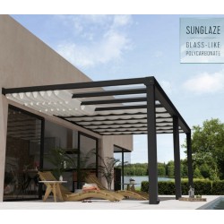 Pergola addossata in alluminio Stockholm 3,5x6,6m Grigio antracite e tetto trasparente Canopia