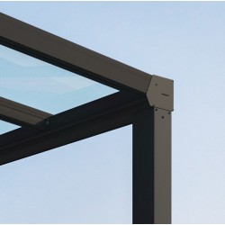 Pergola addossata Stockholm 3,5x6,6m alluminio grigio antracite e tetto trasparente Canopiaonate Canopia