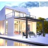 Stockholm 3,5 x 3,7 m Aluminium-Wandpergola, Anthrazitgrau und transparentes Canopia-Dach