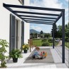 Pergola adossée Stockholm 3.5x3.7m aluminium Gris anthracite et toit transparent Canopia