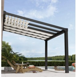 Pergola addossata in alluminio Stockholm 3,5x3,7m Grigio antracite e tetto trasparente Canopia