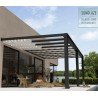 Stockholm 3,5 x 3,7 m Aluminium-Wandpergola, Anthrazitgrau und transparentes Canopia-Dach