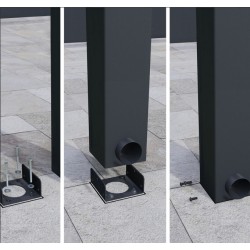Pérgola de pared Stockholm de 3,5x6,6m de aluminio Gris antracita y Canopiaonate Techo transparente Canopia