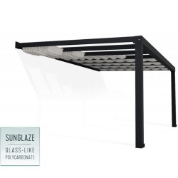 Pergola adossée Stockholm 3.5x5.15m aluminium Gris anthracite et toit transparent Canopia