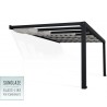 Stockholmer Wandpergola 3,5 x 5,15 m Aluminium, Anthrazitgrau und transparentes Canopia-Dach