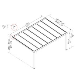 Pérgola de pared Stockholm de 3,5x5,15m Techo de aluminio gris antracita y transparente Canopia