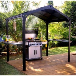 Abri de barbecue Austin 1.8x2.4m aluminium Gris anthracite avec toit Canopia