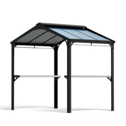 Refugio para barbacoa Austin de aluminio gris antracita de 1,8 x 2,4 m con techo de dosel