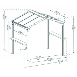 Refugio para barbacoa Austin de aluminio gris antracita de 1,8 x 2,4 m con techo de dosel