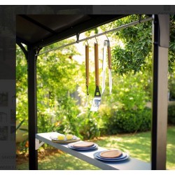 Refugio para barbacoa Austin de aluminio gris antracita de 1,8 x 2,4 m con techo de dosel