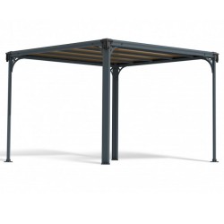 Pergola Milano 3x3m aluminium gris et polycarbonate Canopia